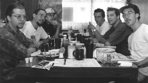 Trent, Rob, Mike, Jorge, Henry, and Greg having breakfast at The Knife And Fork.